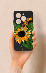 Tecno Spark 20C Uyumlu Ay Çiçeği Desenli Silikon Kılıf