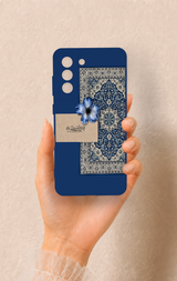Samsung-S21FE Uyumlu Mavi Etnik Halı Desenli Silikon Kılıf