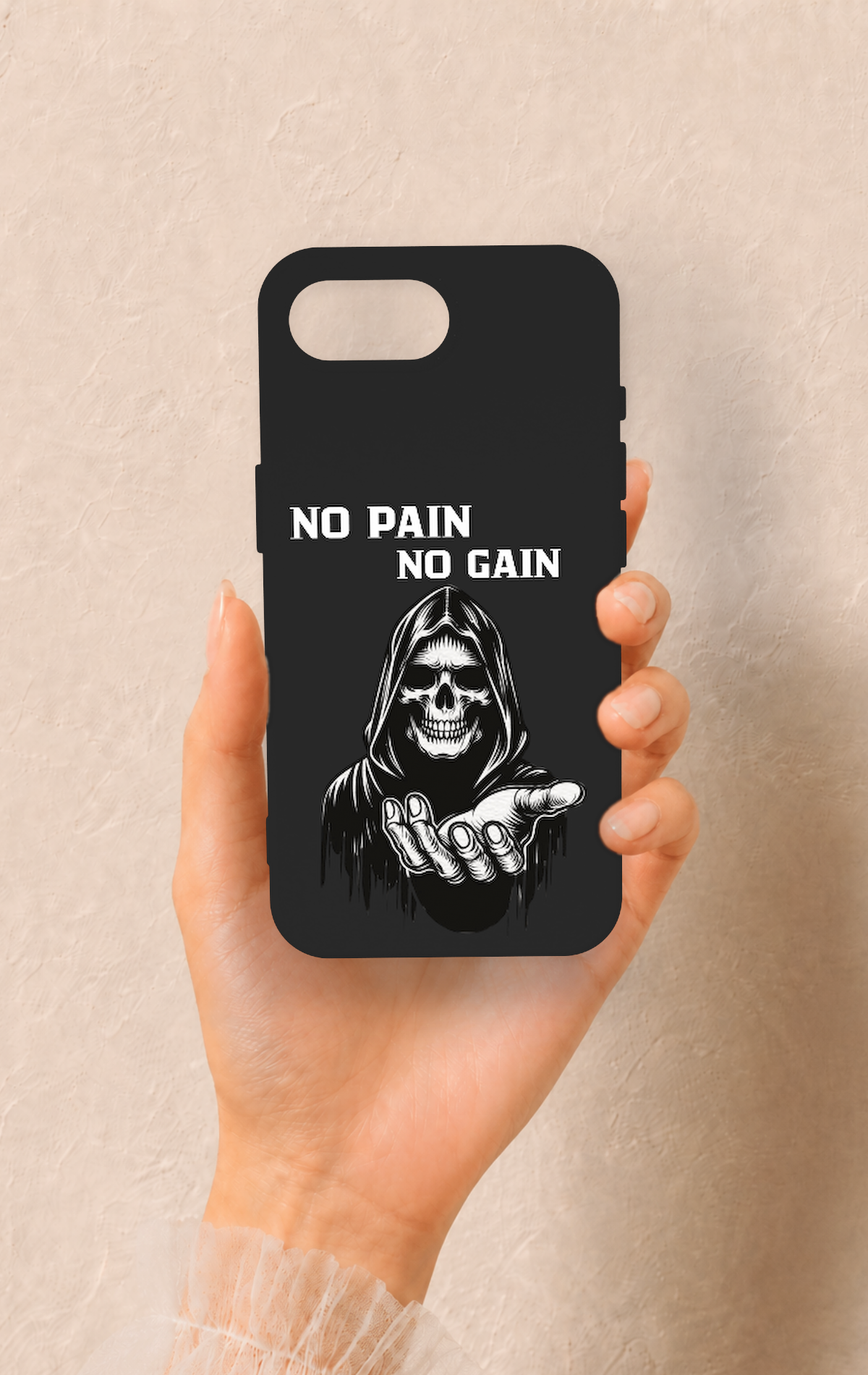 iPhone 16E Uyumlu No Pain No Gain Desenli Silikon Kılıf