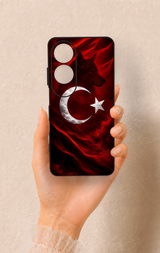 Oppo A60 Uyumlu Kurt Türk Bayrağı Desenli Silikon Kılıf