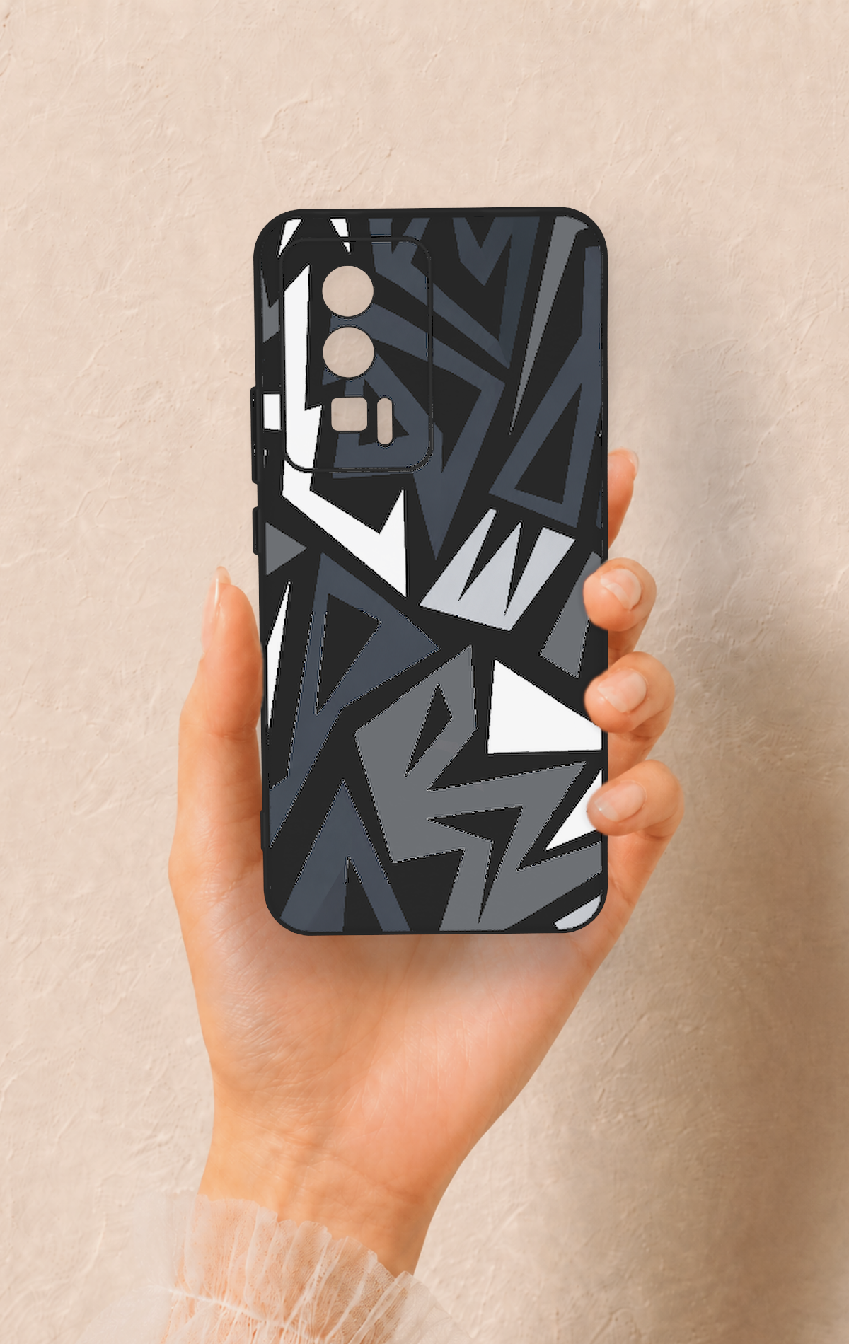 Poco F5 Pro Uyumlu Geometrik Blok Desenli Silikon Kılıf