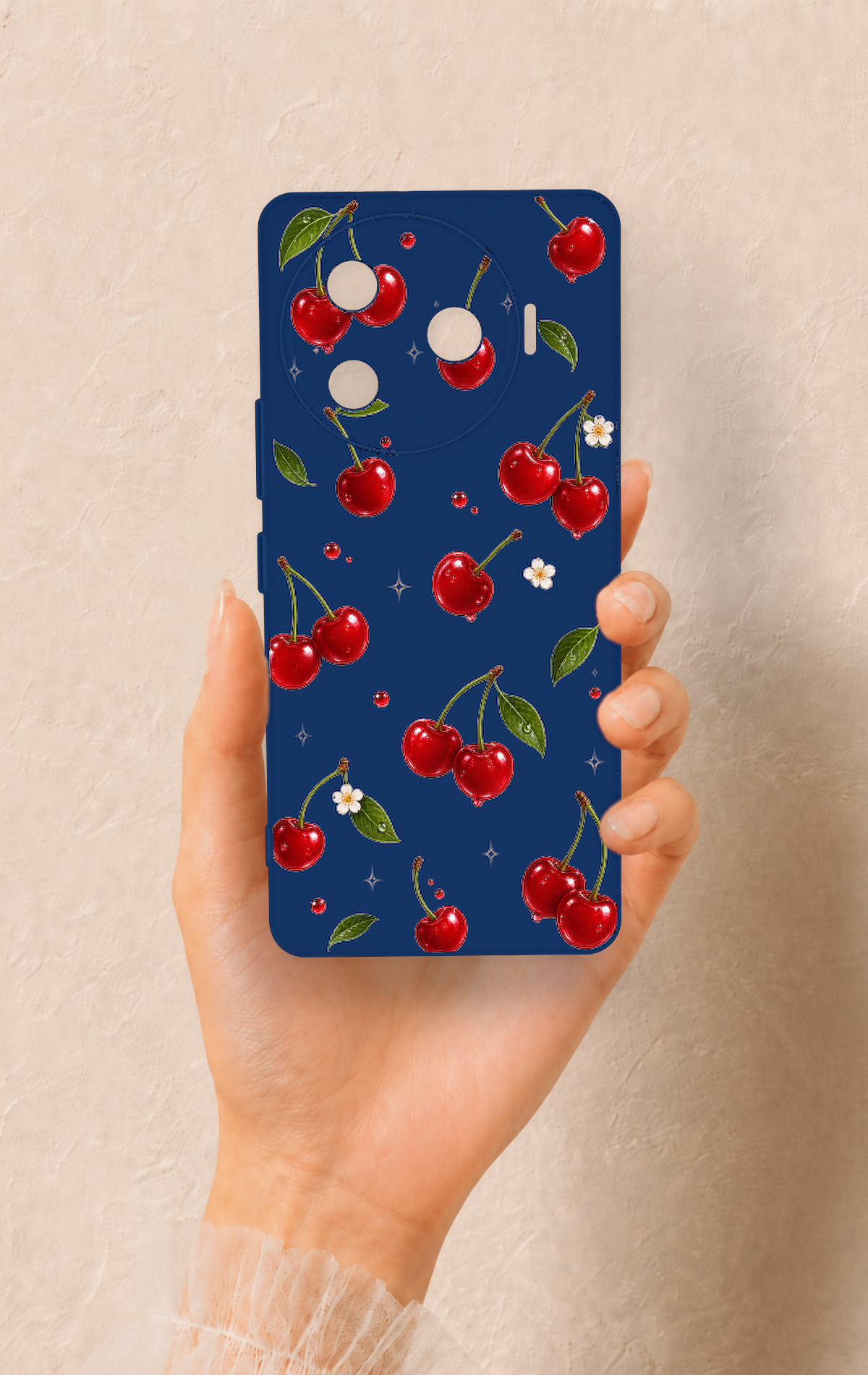 Tecno Camon 30 Pro 5G Uyumlu Kiraz Papatya Desenli Silikon Kılıf