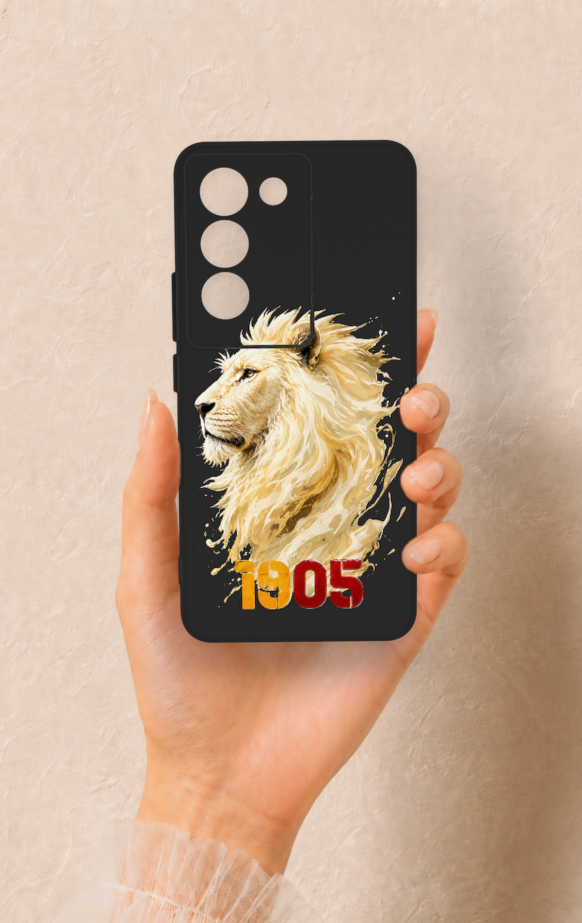 Vivo V30 Lite Uyumlu Sarı Kırmızı 1905 Aslan Desenli Silikon Kılıf