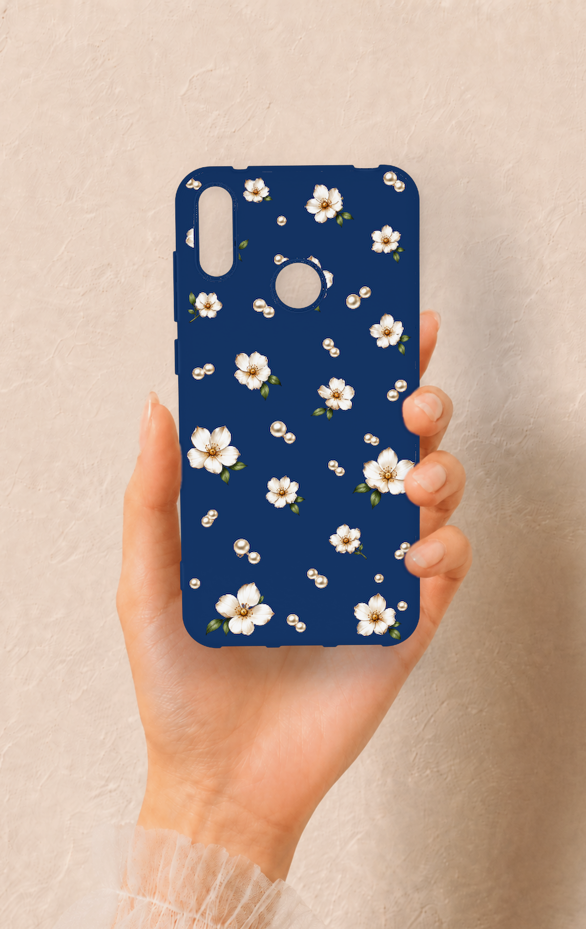 Huawei Y7 2019 Uyumlu Papatya İnci Desenli Silikon Kılıf