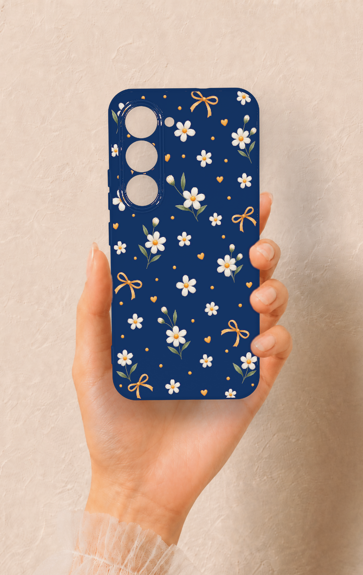 Tecno Spark 40 Pro Uyumlu Papatya Fiyonk Desenli Silikon Kılıf