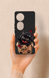 Vivo V40 Uyumlu Hello Cat Desenli Silikon Kılıf