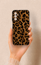Samsung M13 Uyumlu Koyu Leopar Deri Desenli Silikon Kılıf