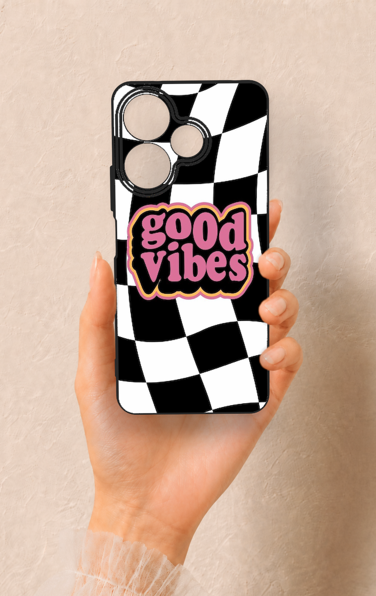 Redmi 13 4G Uyumlu Black Good Vibes Desenli Silikon Kılıf