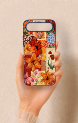 Tecno Spark 50 5G Uyumlu Turuncu Zambak Desenli Silikon Kılıf