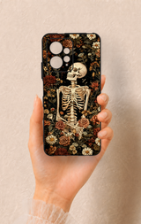 Redmi Note 12 4G Uyumlu Çiçek İskelet Desenli Silikon Kılıf