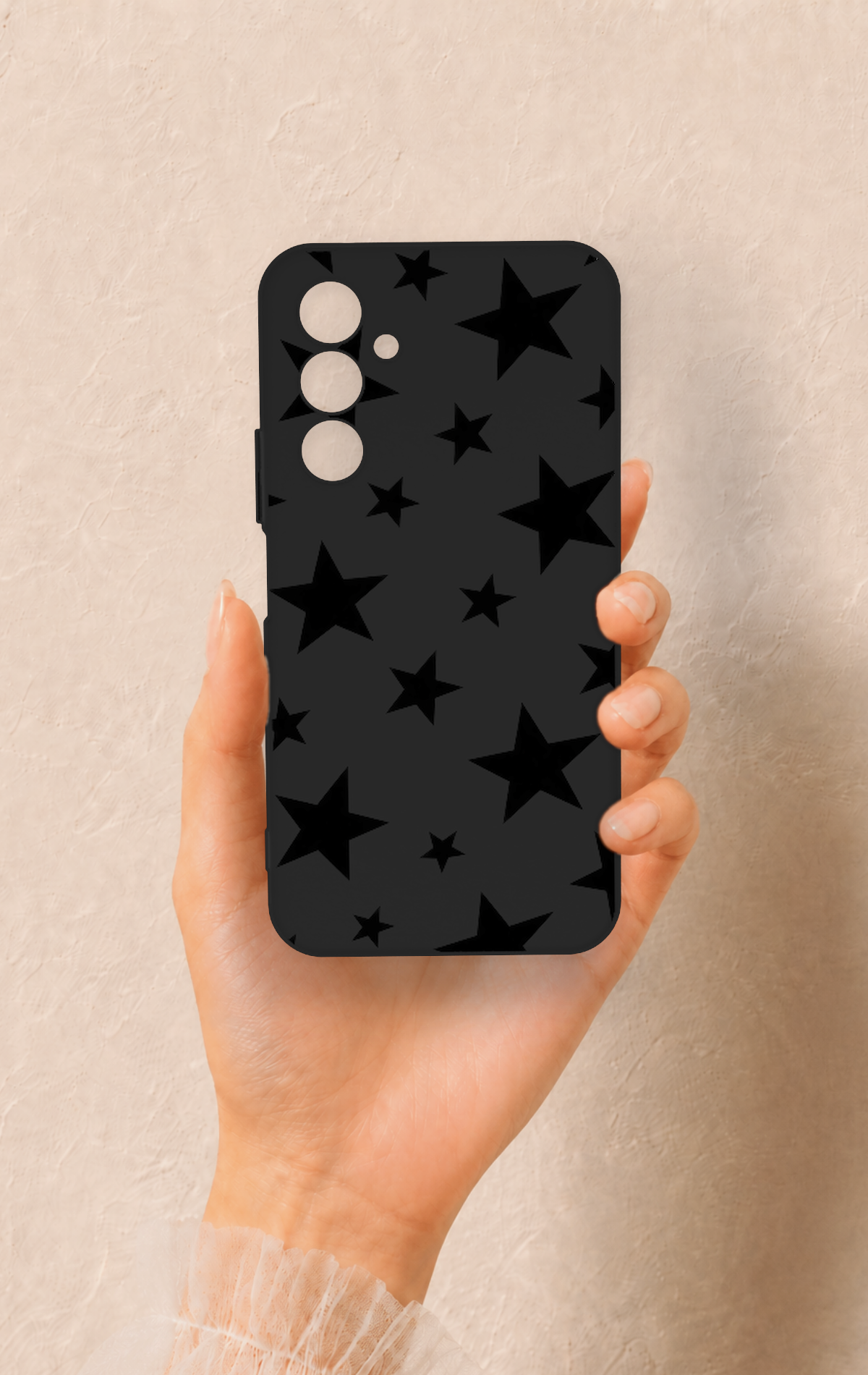 Samsung A54 Uyumlu Siyah Star Desenli Silikon Kılıf