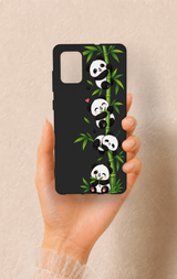 Samsung-A71 Uyumlu Sevimli Panda Bambu Desenli Silikon Kılıf