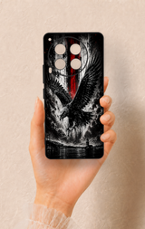 Tecno Camon 30 Uyumlu Kara Kartal Desenli Silikon Kılıf