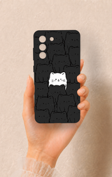 Samsung-S21FE Uyumlu Many Cats Desenli Silikon Kılıf