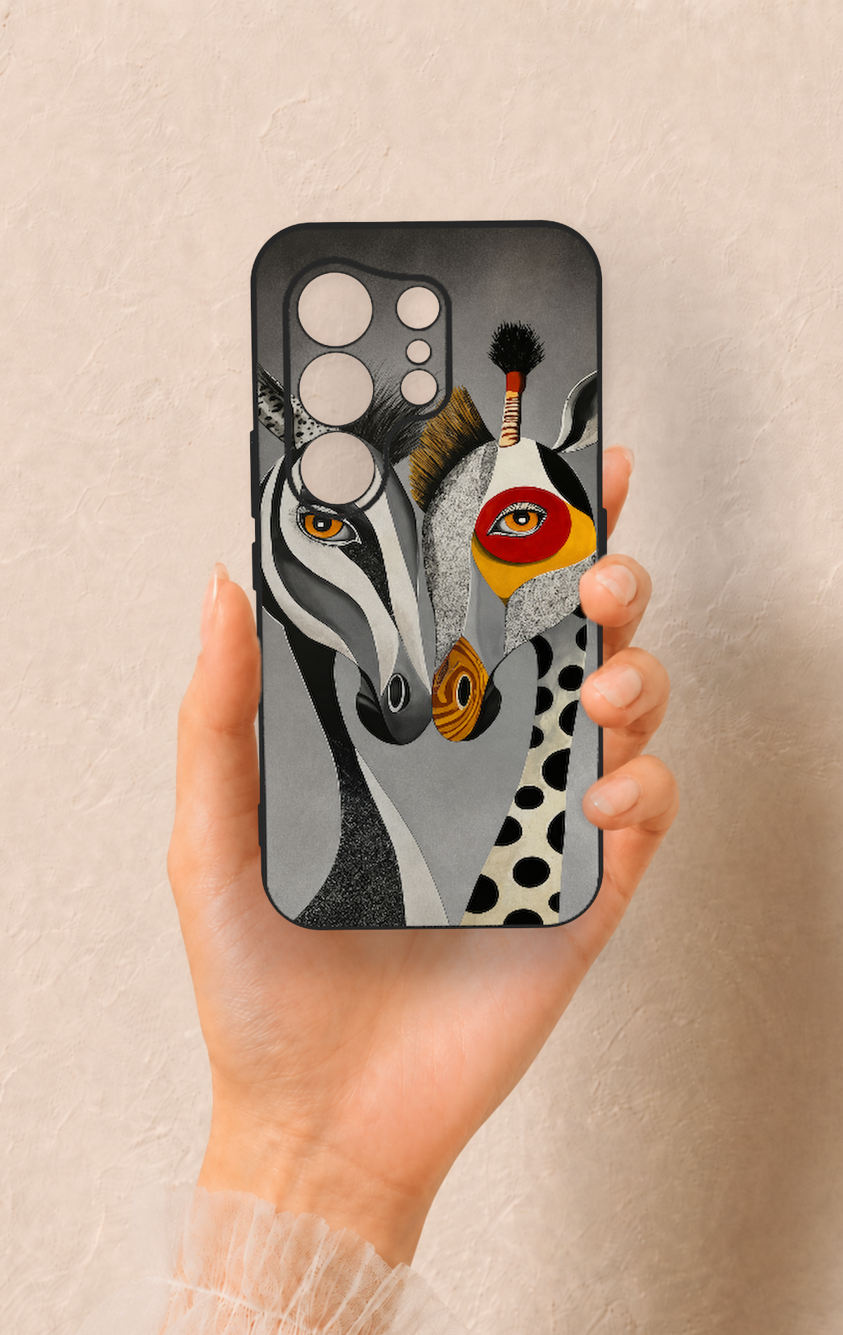 Tecno Camon 50 Uyumlu Zebra ve Zürafa Desenli Silikon Kılıf