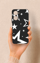Vivo Y18 Uyumlu Siyah Mega Star Desenli Silikon Kılıf