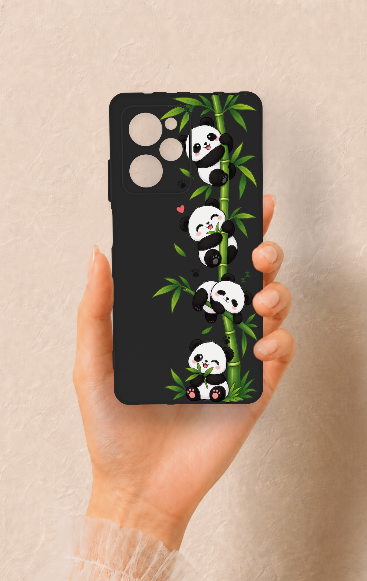 Poco X5 Pro Uyumlu Sevimli Panda Bambu Desenli Silikon Kılıf