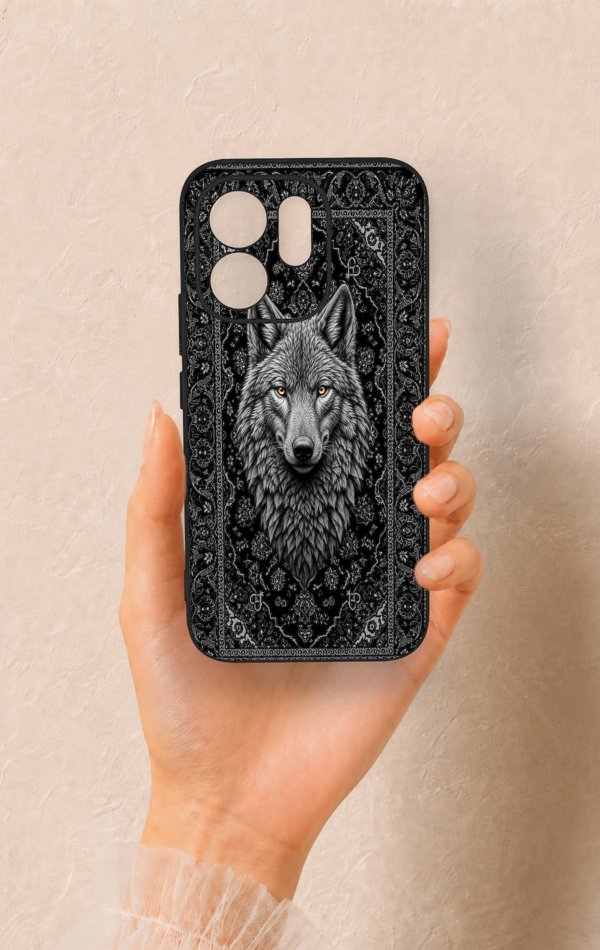 Vivo V70 5G Uyumlu Etnik Kurt Desenli Silikon Kılıf