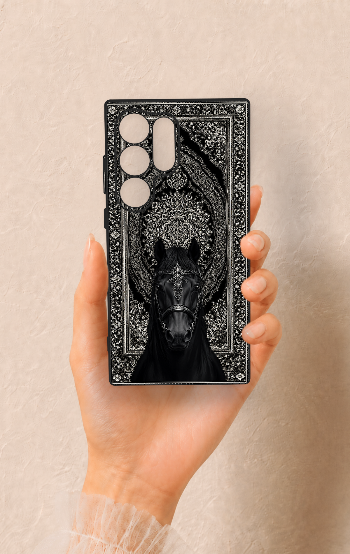 Samsung S24 Ultra Uyumlu Etnik At Figürü Desenli Silikon Kılıf