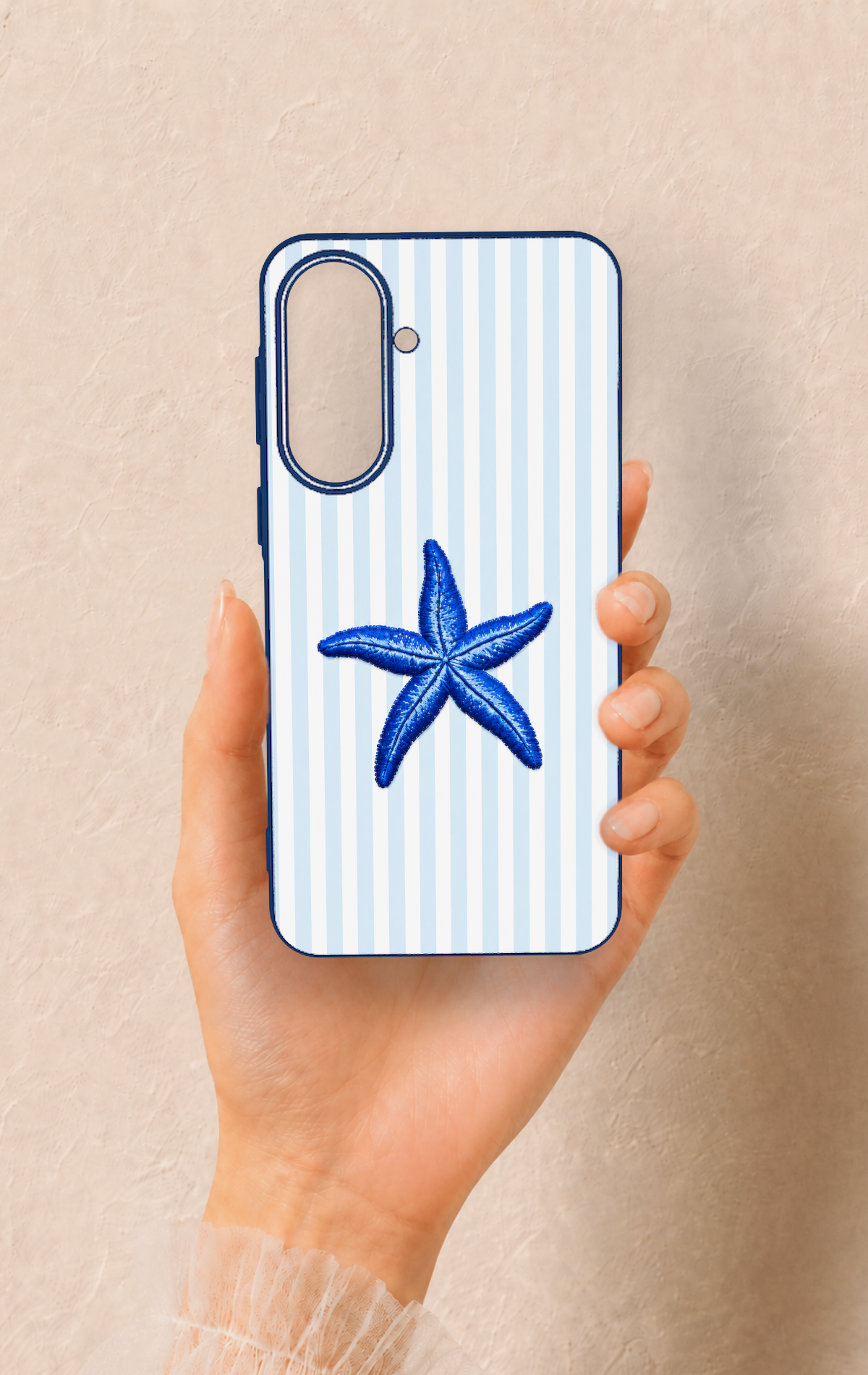 Samsung A37 Uyumlu Mavi Deniz Yıldızı Desenli Silikon Kılıf