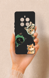 Realme 12 Pro Uyumlu Kedi Ekibi Desenli Silikon Kılıf