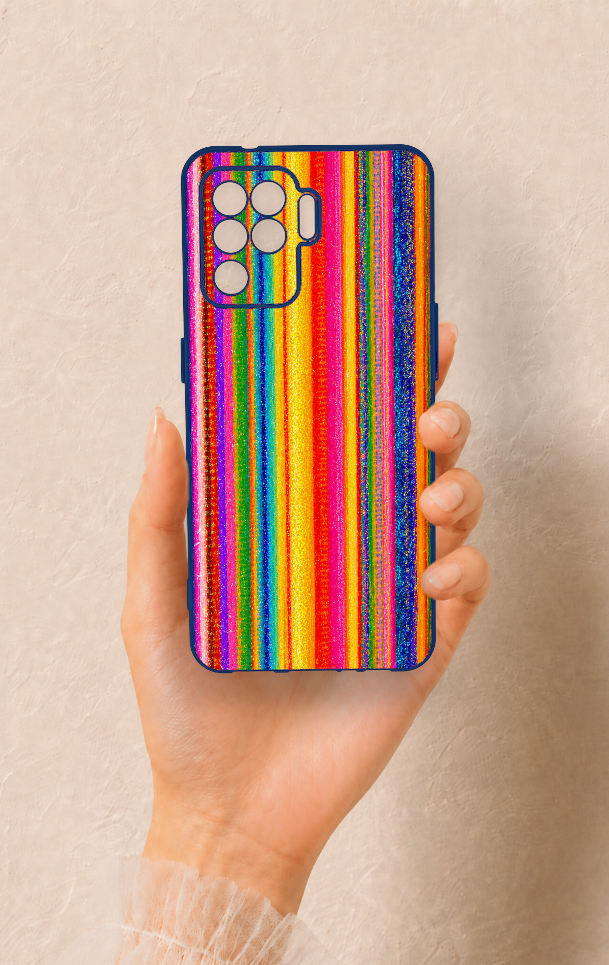 Oppo Reno 5 Lite Uyumlu Rengarenk Desenli Silikon Kılıf