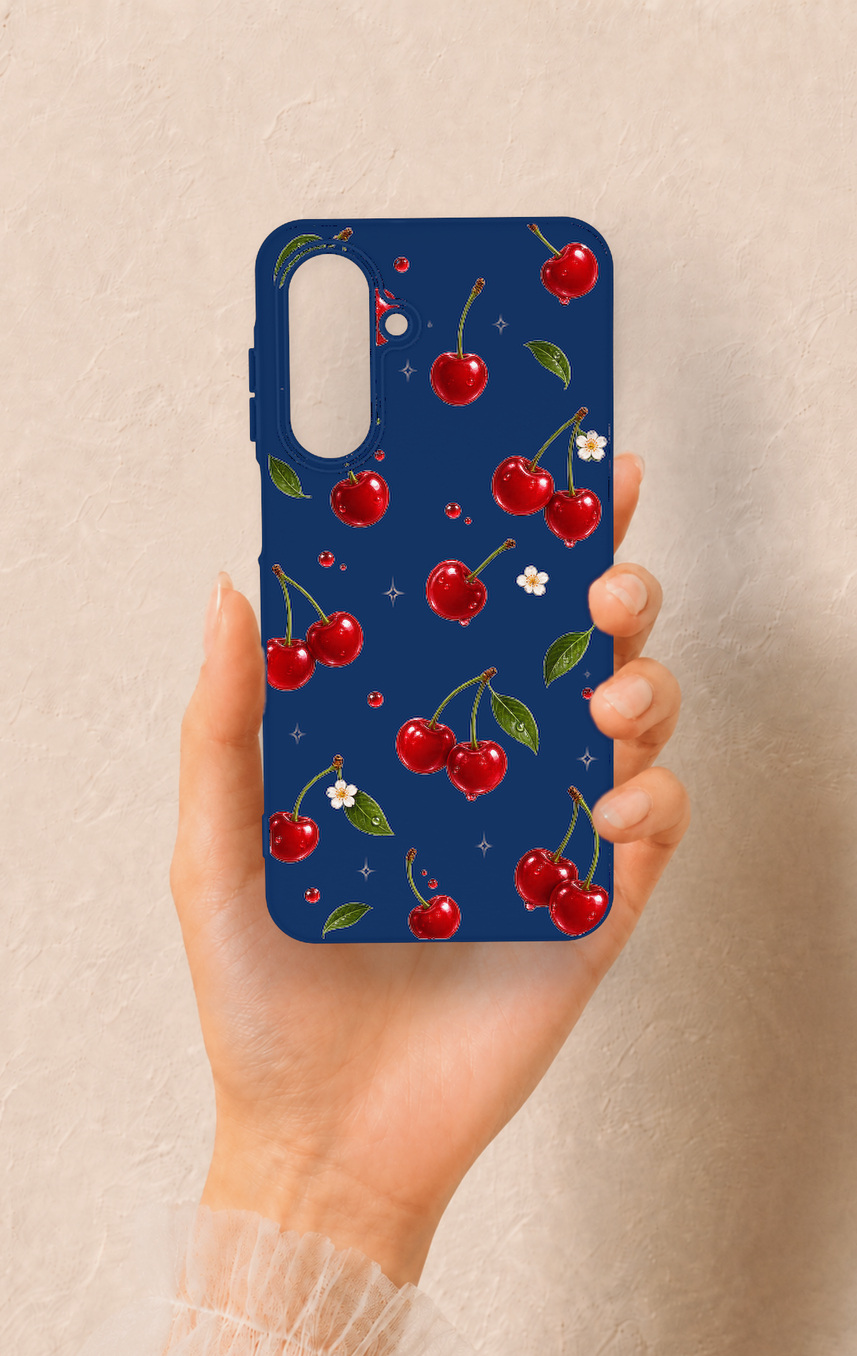 Samsung A26 Uyumlu Kiraz Papatya Desenli Silikon Kılıf