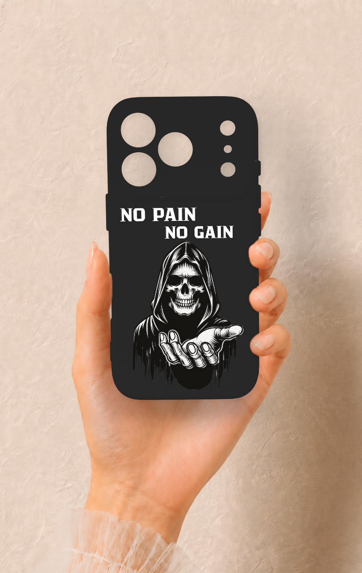 iPhone 17 Pro Uyumlu No Pain No Gain Desenli Silikon Kılıf
