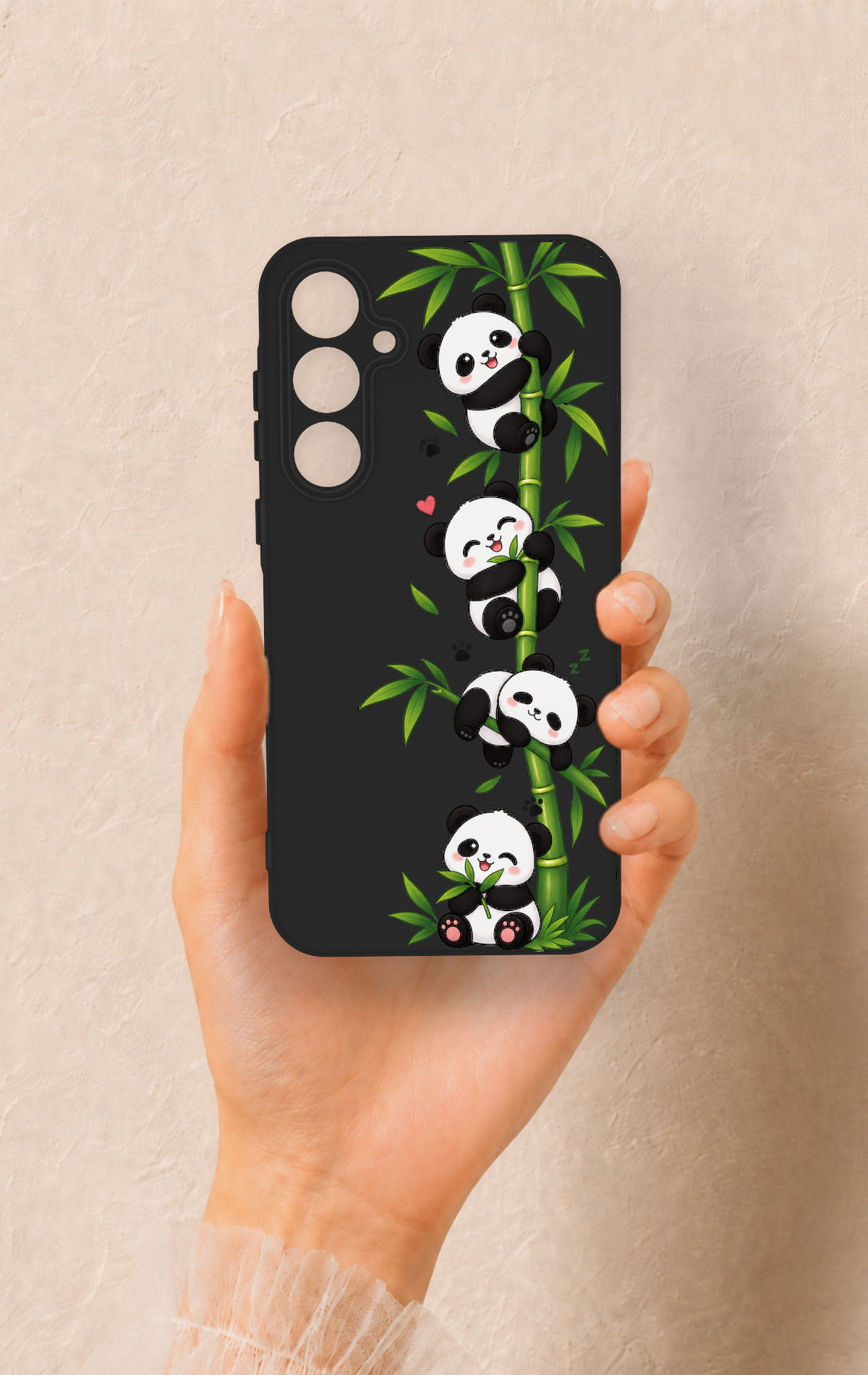 Samsung A35 Uyumlu Sevimli Panda Bambu Desenli Silikon Kılıf