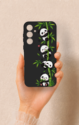 Samsung A35 Uyumlu Sevimli Panda Bambu Desenli Silikon Kılıf