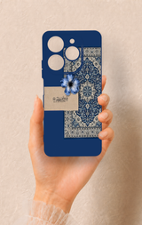 Tecno Spark 10 Pro Uyumlu Mavi Etnik Halı Desenli Silikon Kılıf