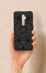 Oppo Reno 2Z Uyumlu Siyah Beyaz Mandala Desenli Silikon Kılıf