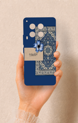Tecno Camon 30 Uyumlu Mavi Etnik Halı Desenli Silikon Kılıf
