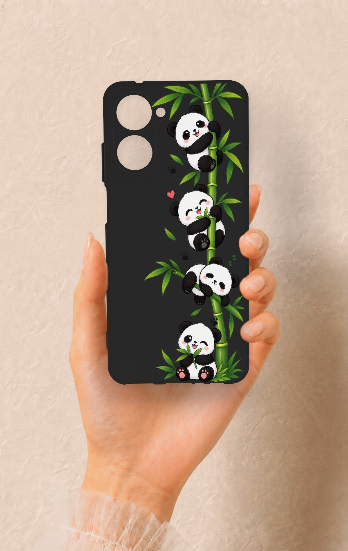 Realme 10 Uyumlu Sevimli Panda Bambu Desenli Silikon Kılıf