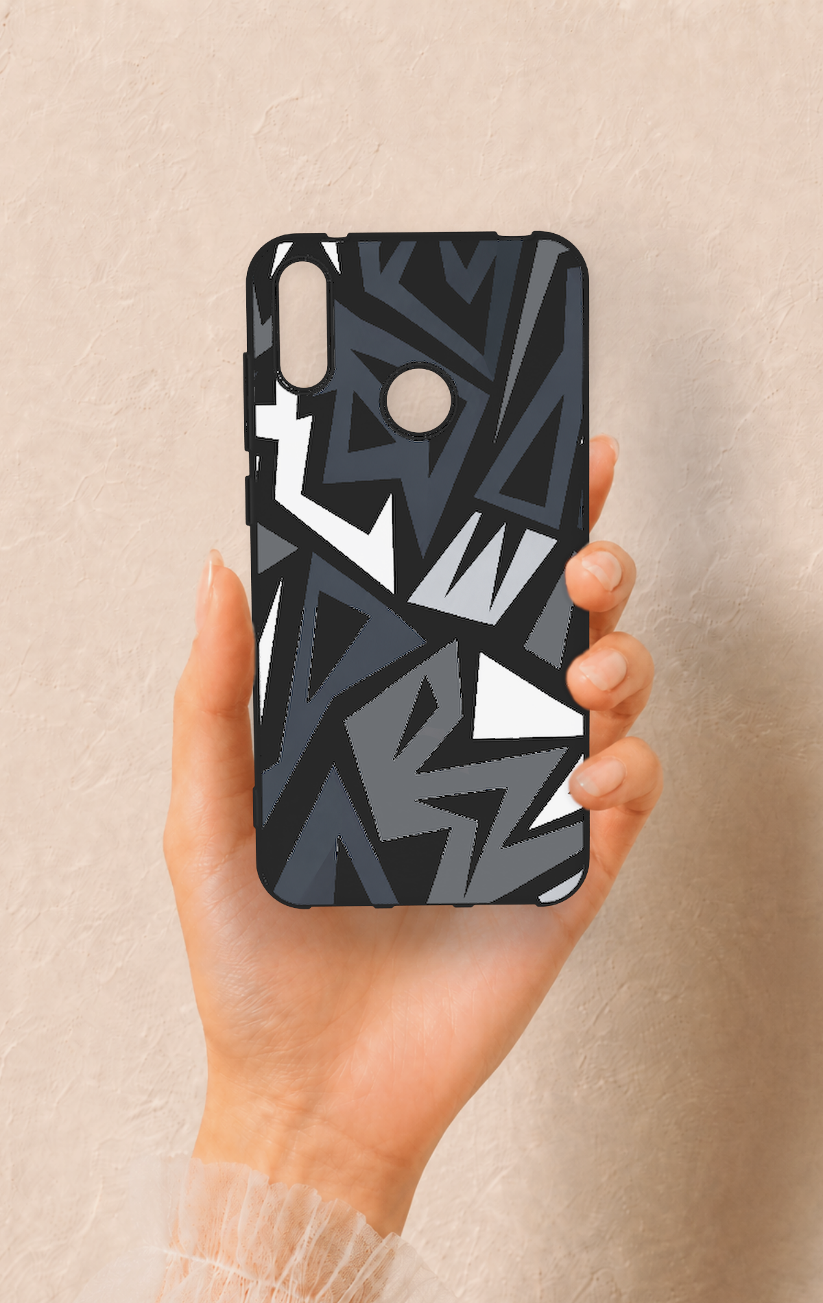 Huawei Y7 2019 Uyumlu Geometrik Blok Desenli Silikon Kılıf