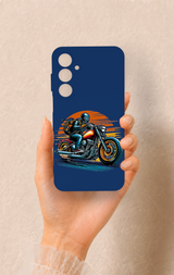 Samsung A55 Uyumlu Moto Rider Desenli Silikon Kılıf
