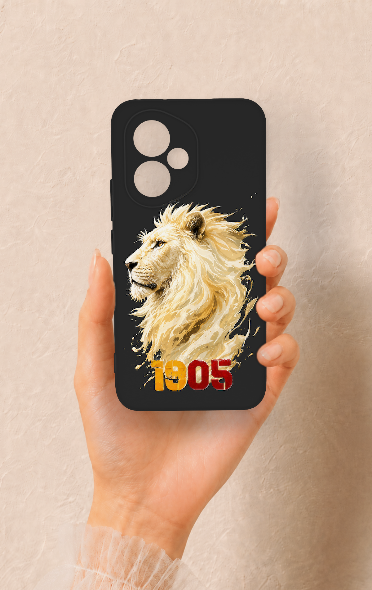 Honor 400 Uyumlu Sarı Kırmızı 1905 Aslan Desenli Silikon Kılıf