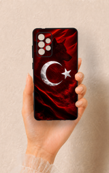 Samsung-A72 Uyumlu Kurt Türk Bayrağı Desenli Silikon Kılıf