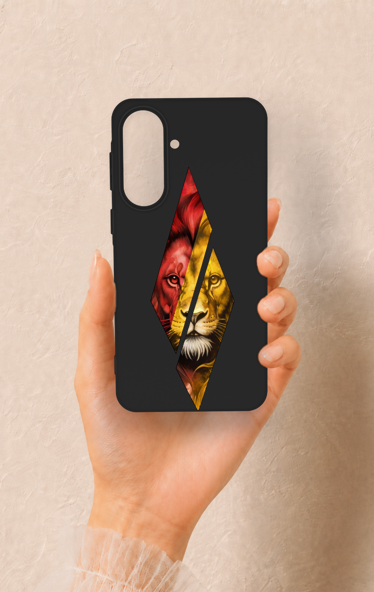 Samsung A57 Uyumlu Kesik Aslan Desenli Silikon Kılıf