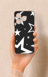 Realme C63 Uyumlu Siyah Mega Star Desenli Silikon Kılıf