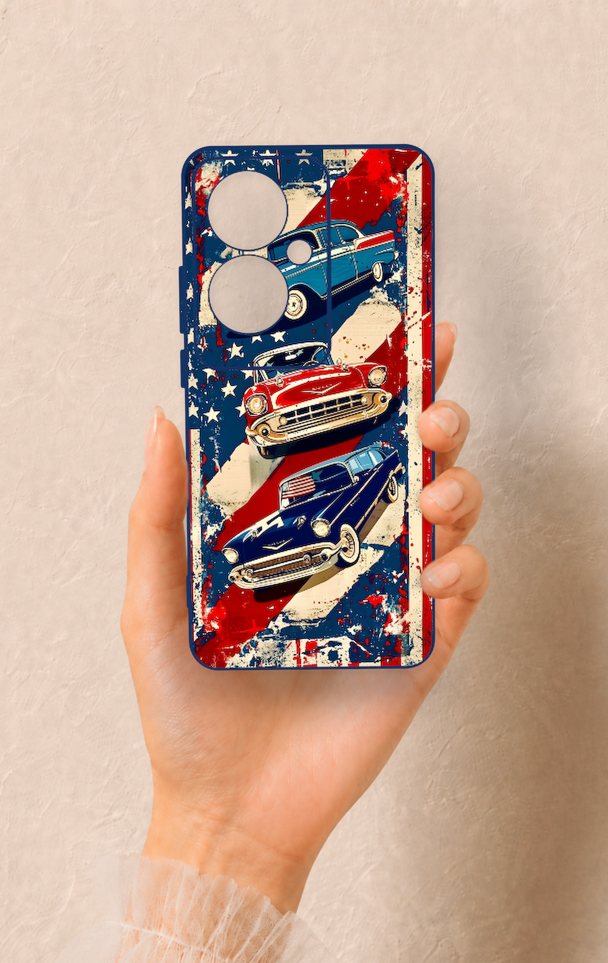 Oppo Reno 11F Uyumlu Amerikan Chevrolet Desenli Silikon Kılıf