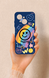 Tecno Spark Go1 Uyumlu Happing Smile Desenli Silikon Kılıf