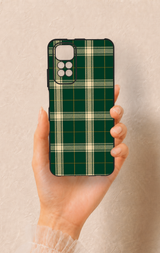 Redmi Note 11S Uyumlu Klasik Yeşil Ekose Desenli Silikon Kılıf