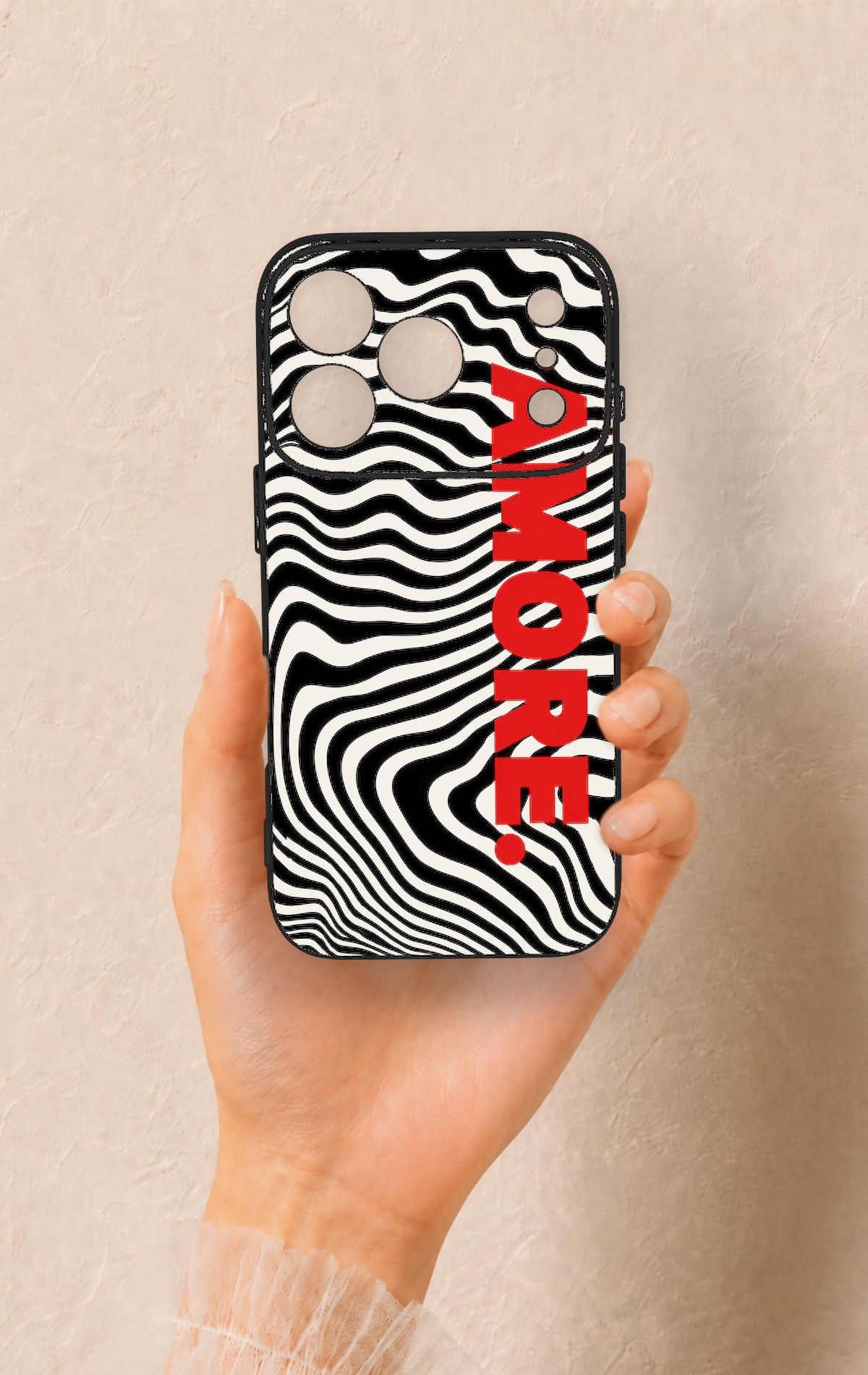 iPhone 17 Pro Uyumlu Zebra Amore Desenli Silikon Kılıf
