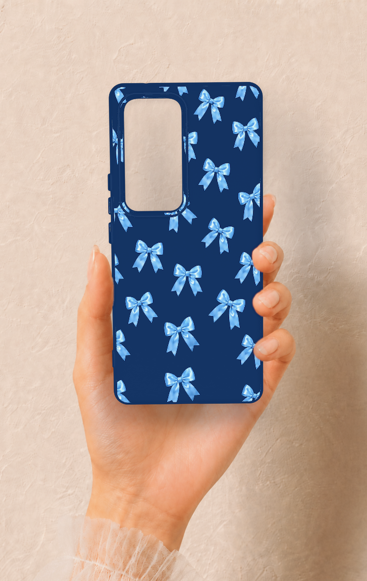 Vivo V30 Uyumlu Mavi Fiyonk Kurdele Desenli Silikon Kılıf