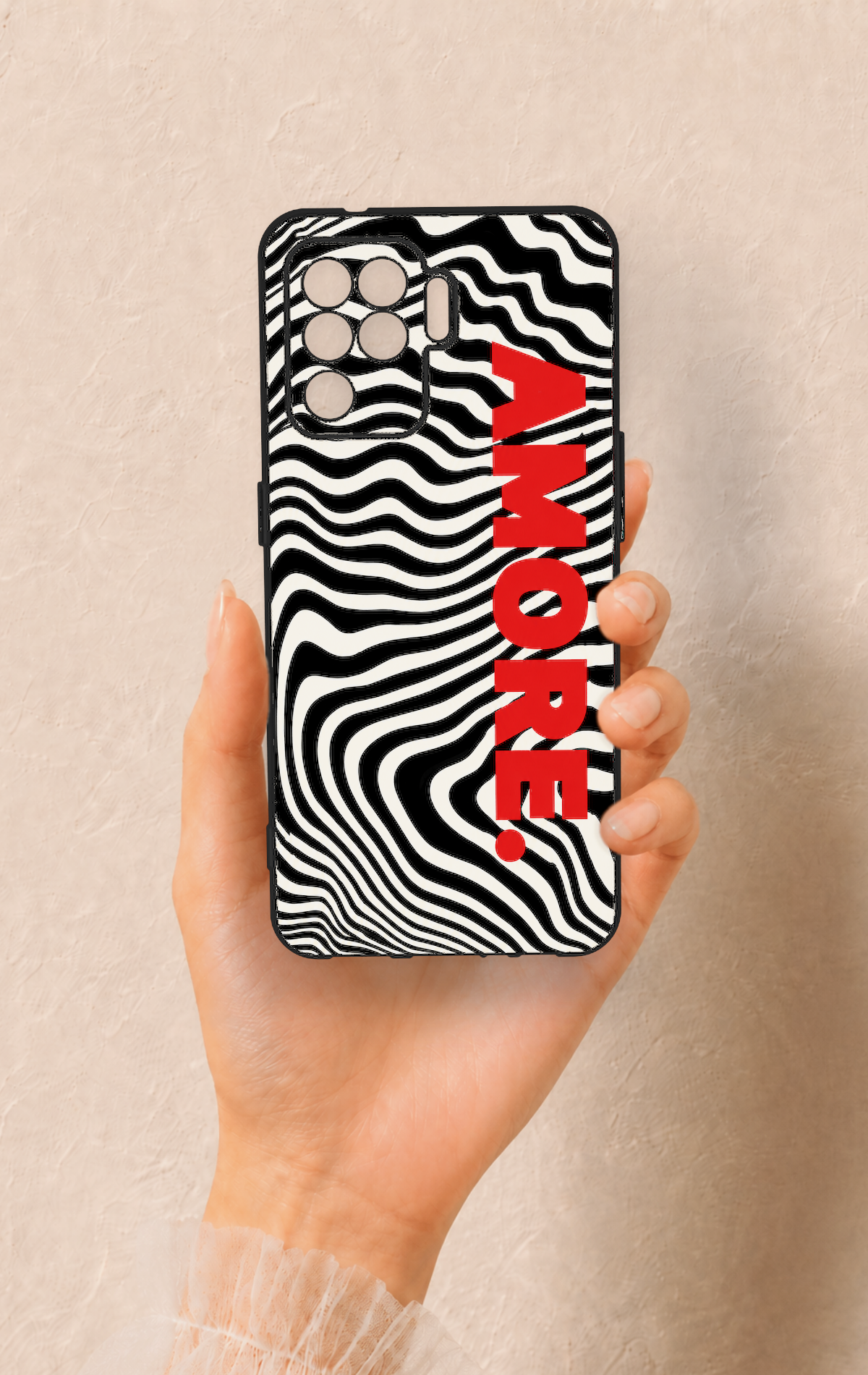 Oppo Reno 5 Lite Uyumlu Zebra Amore Desenli Silikon Kılıf