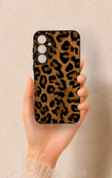 Samsung A35 Uyumlu Koyu Leopar Deri Desenli Silikon Kılıf