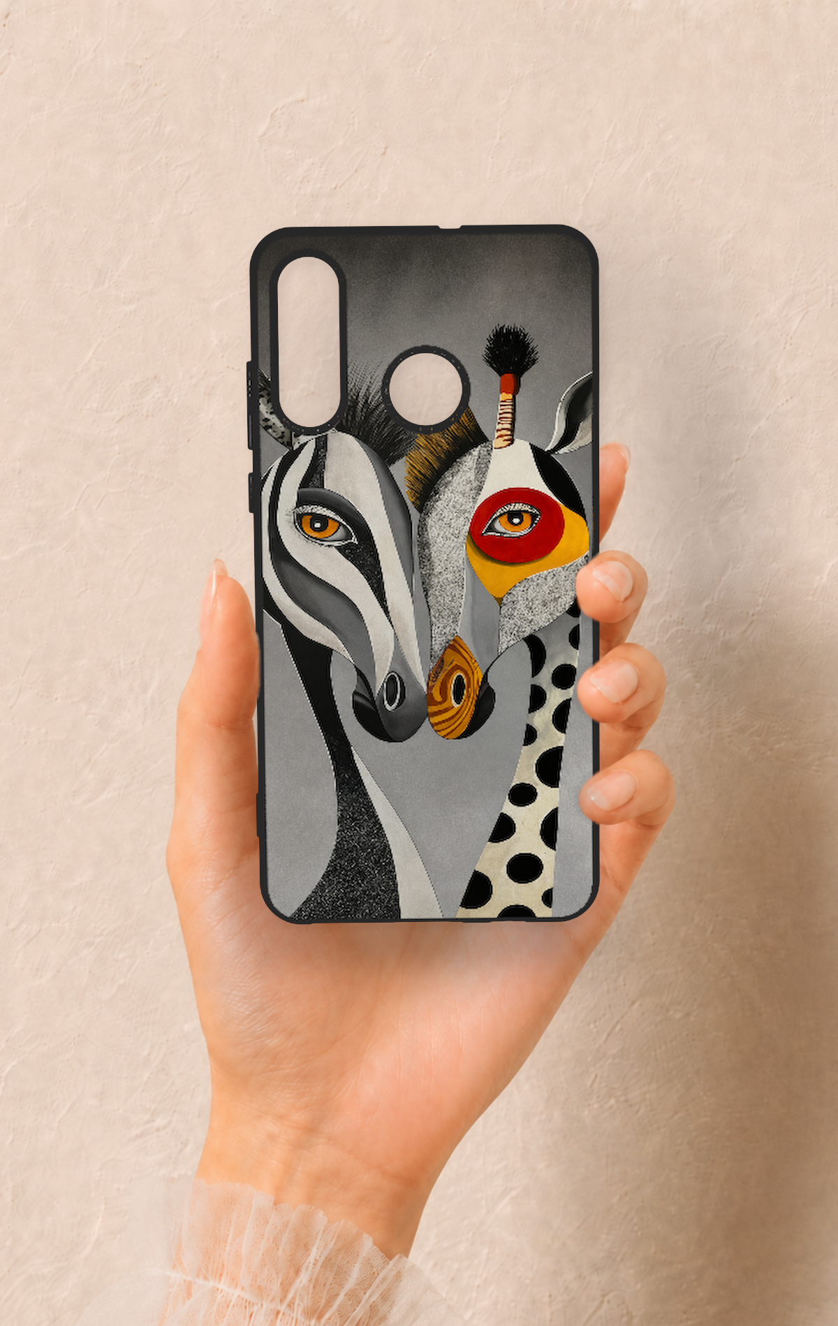 Huawei P30 Lite Uyumlu Zebra ve Zürafa Desenli Silikon Kılıf