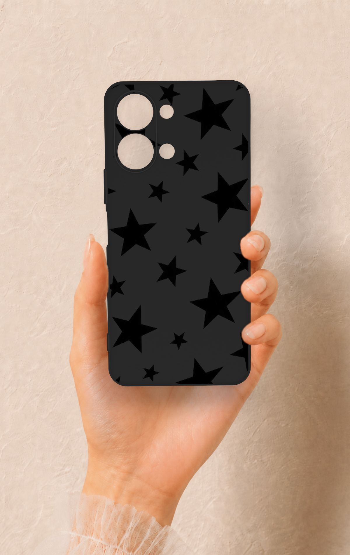 Vivo Y05 4G Uyumlu Siyah Star Desenli Silikon Kılıf