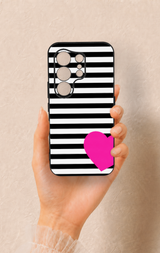 Tecno Camon 50 4G Uyumlu Çizgili Kalp Desenli Silikon Kılıf